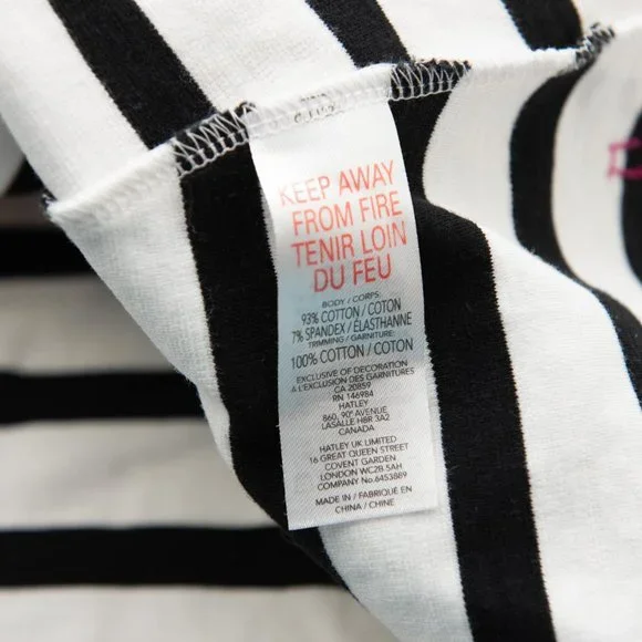 Hatley Sarah Dress Mini Fit + Flare Embroidered Stretch Black White Pink Size XS - Picture 4 of 7